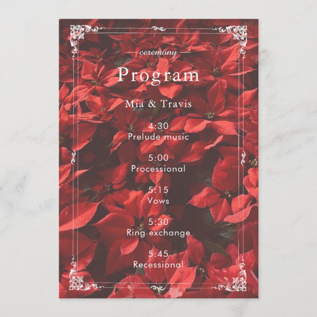 Romantic Red Rose | Floral Elegant Customisable  Programme (Front)