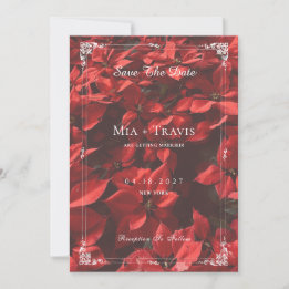 Romantic Red Rose | Floral Elegant Customisable Save The Date
