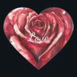 Romantic Red Rose Floral Heart Heart Sticker<br><div class="desc">Romantic Red Rose Floral Heart</div>