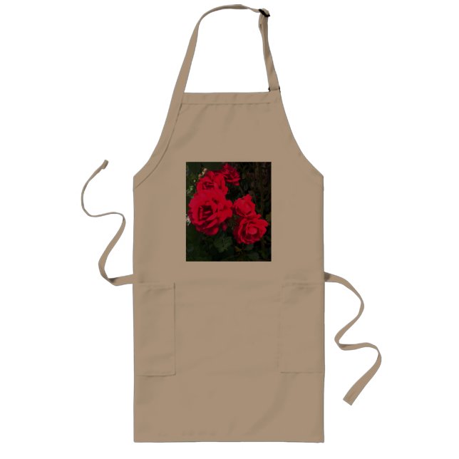 Romantic Red Rose Garden Rosery Long Apron (Front)