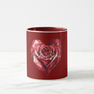 Romantic Red Rose Heart Love Mug