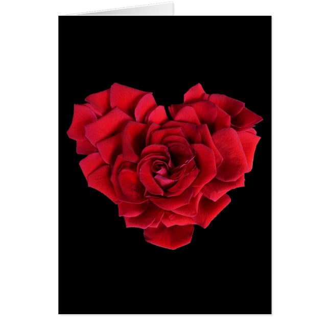 Romantic Red Rose Heart on Black (Front)