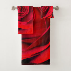 Romantic Red Rose in full bloom Bath Towel Set