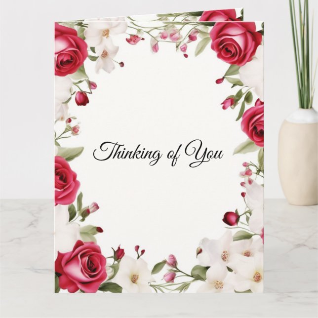 Romantic Red Rose & Lily of the Valley Wedding  Card (Front)
