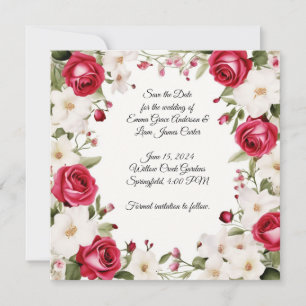 Romantic Red Rose & Lily of the Valley Wedding Save The Date