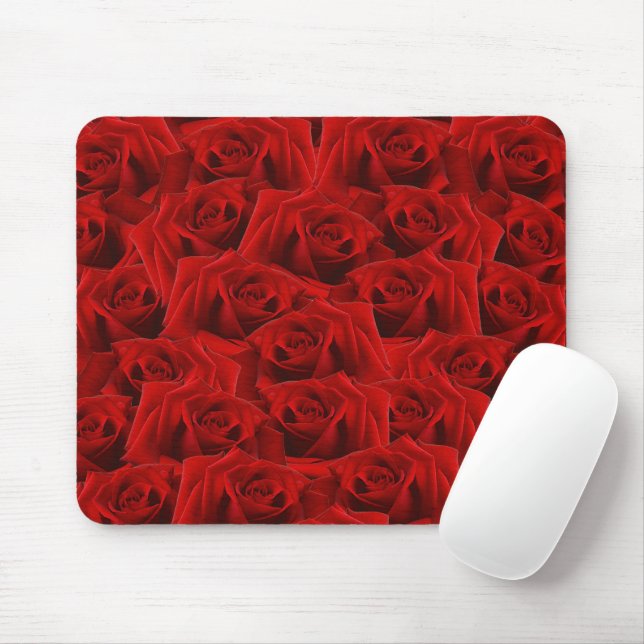  Romantic Red Rose Mouse Mat (With Mouse)