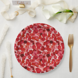 Romantic Red Rose Petals Floral Bridal Shower Paper Plate