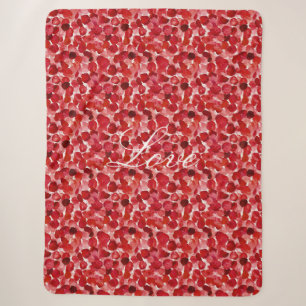 Romantic Red Rose Petals Floral Love Sherpa Blanket