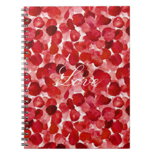 Romantic Red Rose Petals Floral Notebook