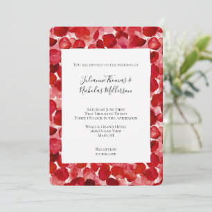 Romantic Red Rose Petals Floral Wedding Invitation