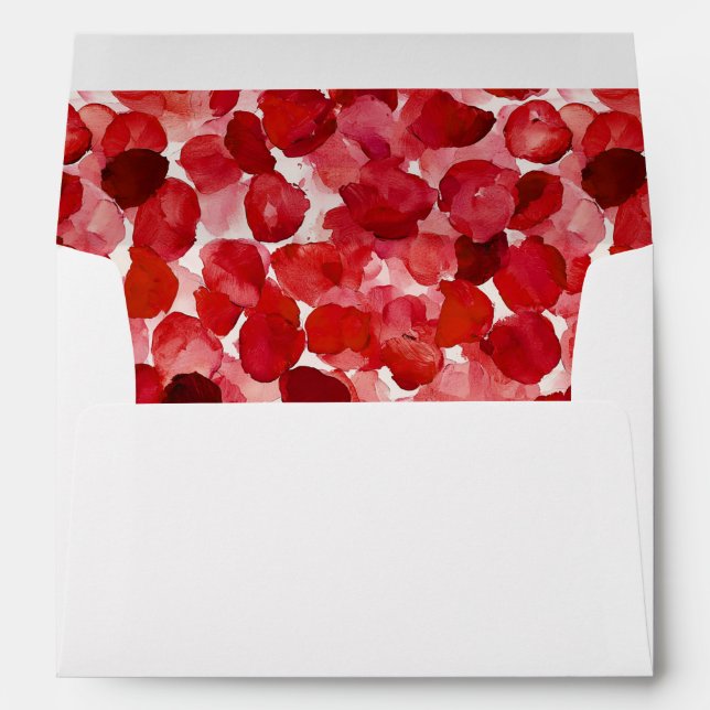 Romantic Red Rose Petals Wedding Envelope (Back (Bottom))
