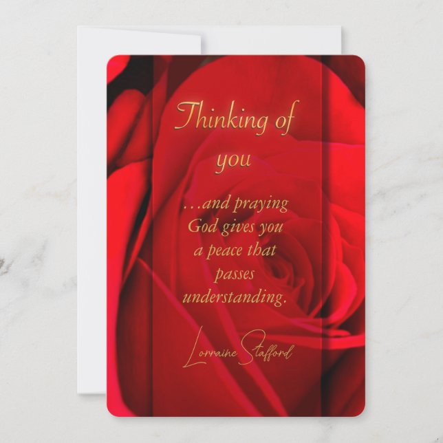 Romantic Red Rose Thinking of You Card (Front)