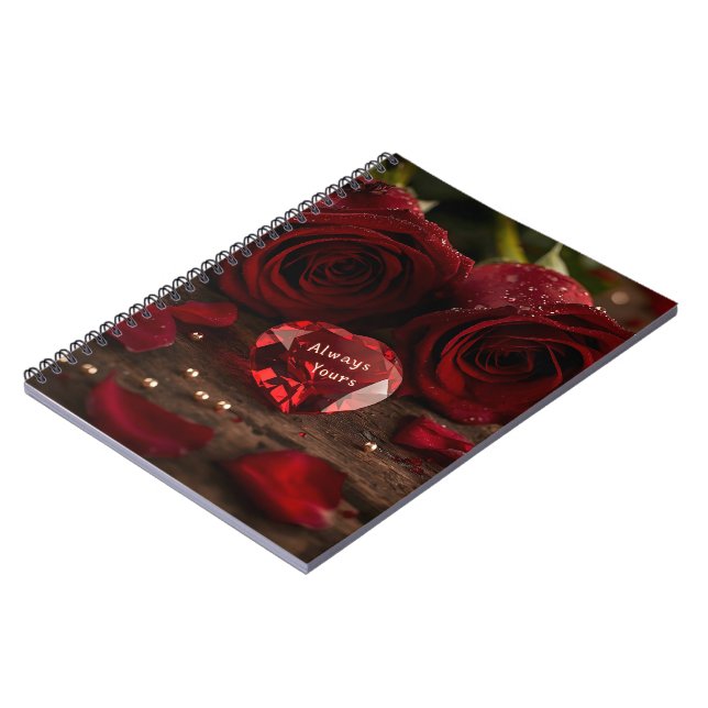 Romantic Red Rose Valentine Love Story Writing  Notebook (Left Side)
