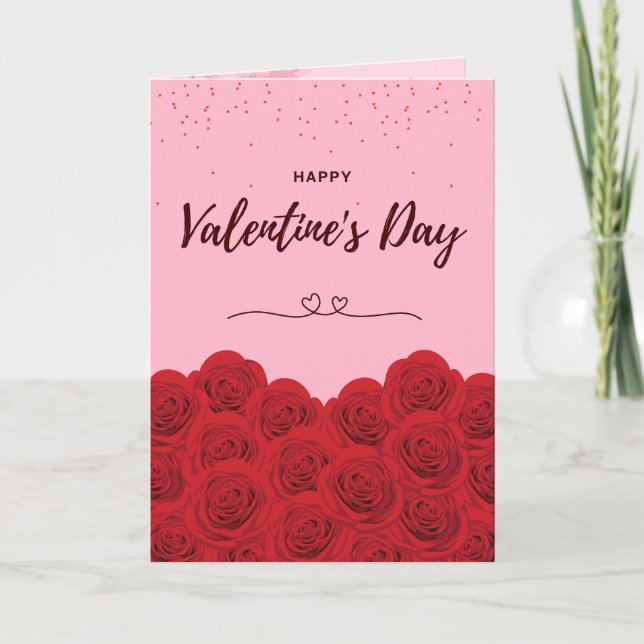Romantic Red Rose Valentine’s Day Card Love & Rose (Front)