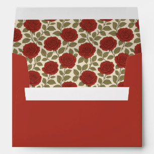 Romantic Red Rose Victorian Red Wedding Envelope