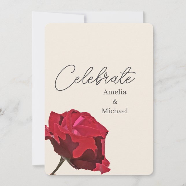 Romantic Red Rose Wedding Invitation (Front)