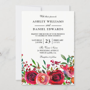 Romantic Red Rose Wedding Invitation