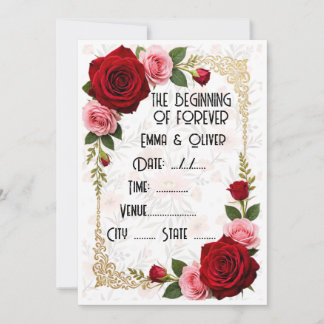 Romantic Red Rose Wedding Invitation