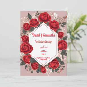 Romantic Red Rose Wedding Invitations
