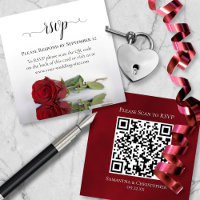 Romantic Red Rose Wedding RSVP QR Code
