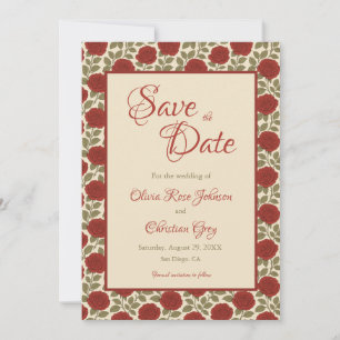 Romantic Red Rose Wedding Save the Date