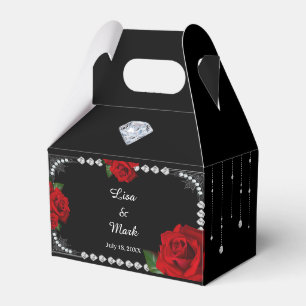 Romantic Red Roses And Diamonds Favour Box