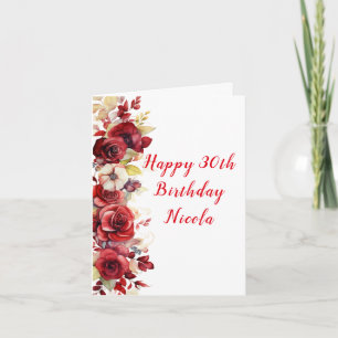 Romantic Red Roses Birthday  Card