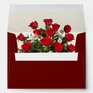 Romantic Red Roses Bouquet Wedding Envelope
