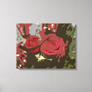 Romantic Red Roses Digital Art Wrapped Canvas