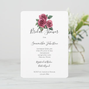Romantic Red Roses Floral Bridal Shower Invitation