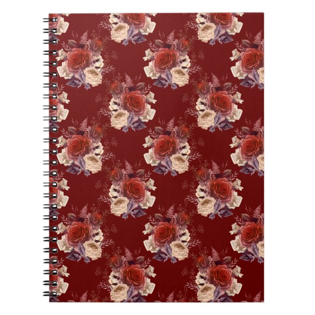 Romantic Red Roses Floral Notebook (Front)