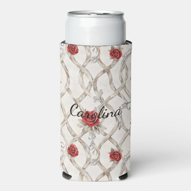 Romantic Red Roses Floral Seltzer Can Cooler (Seltzer Front)