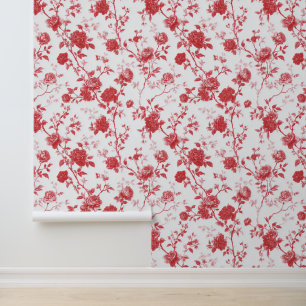 Romantic Red Roses Floral Wallpaper