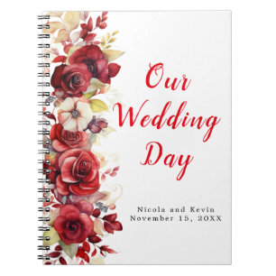 Romantic Red Roses Floral Wedding Planner Notebook