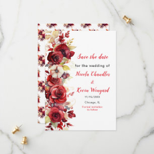 Romantic Red Roses Floral Wedding Save The Date
