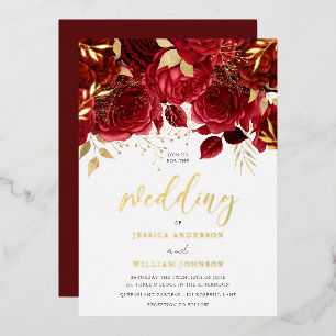 Romantic Red Roses & Gold Leaf Wedding