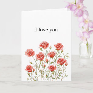 Romantic Red Roses Love Card