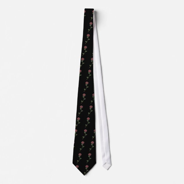 Romantic Red Roses on Black [a] Tie (Front)