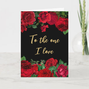 Romantic Red Roses on Black Valentine's Day Card