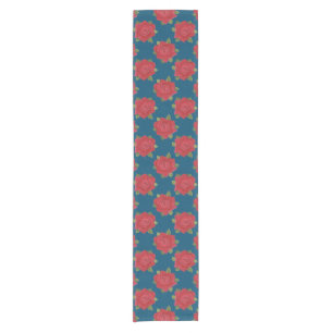 Romantic Red Roses on Blue Custom Table Runner