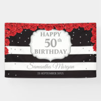 Romantic red roses silver glitter black Brithday