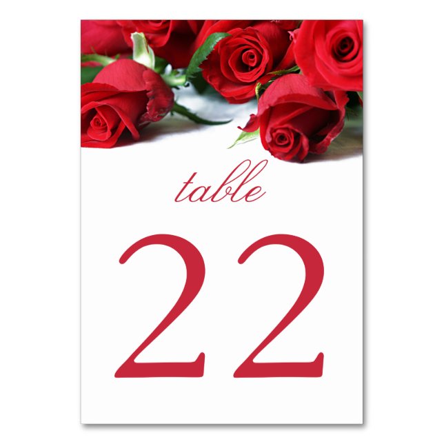 Romantic Red Roses Table Big Number Table Number (Back)