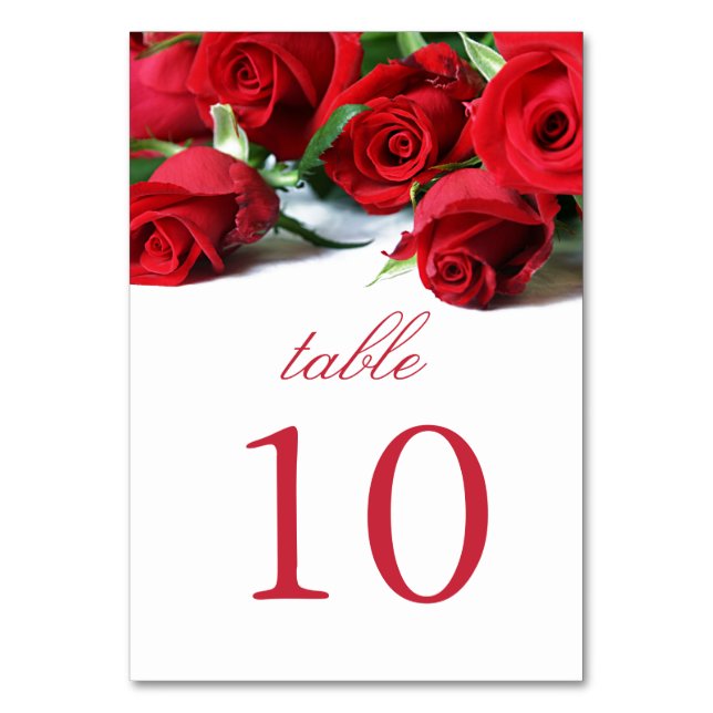 Romantic Red Roses Table Card (Back)