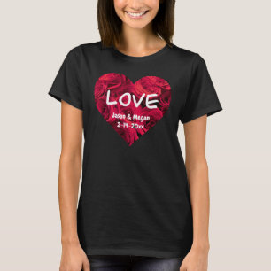 Romantic red roses Valentine heart   monogram T-Shirt