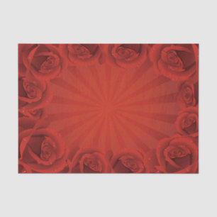 Romantic Red Roses & Water Droplets Tissue Paper