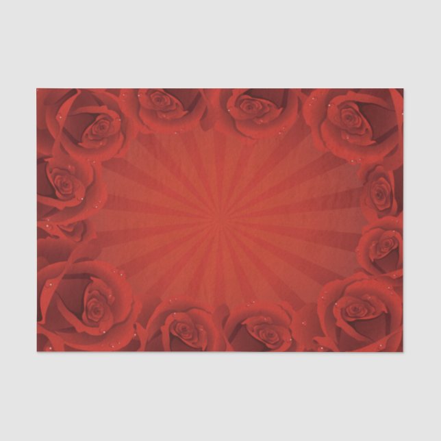Romantic Red Roses & Water Droplets Tissue Paper (Front)