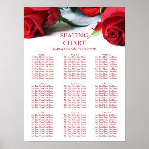 Romantic Red Roses Wedding Seating Chart