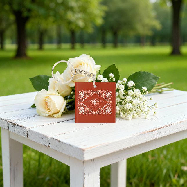 Romantic Red Rust Mr & Mrs Acrylic Keychain (Creator Uploaded)