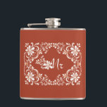 Romantic Red Rust Shabby Chic Mr Wedding Flask<br><div class="desc">The design features a white floral watercolor frame on a warm orange background and can be customised with either "Mr" or "Mrs”. This flask is a perfect gift for newlyweds or couples celebrating their anniversaries as they embark on a new or continue their shared journey together.</div>
