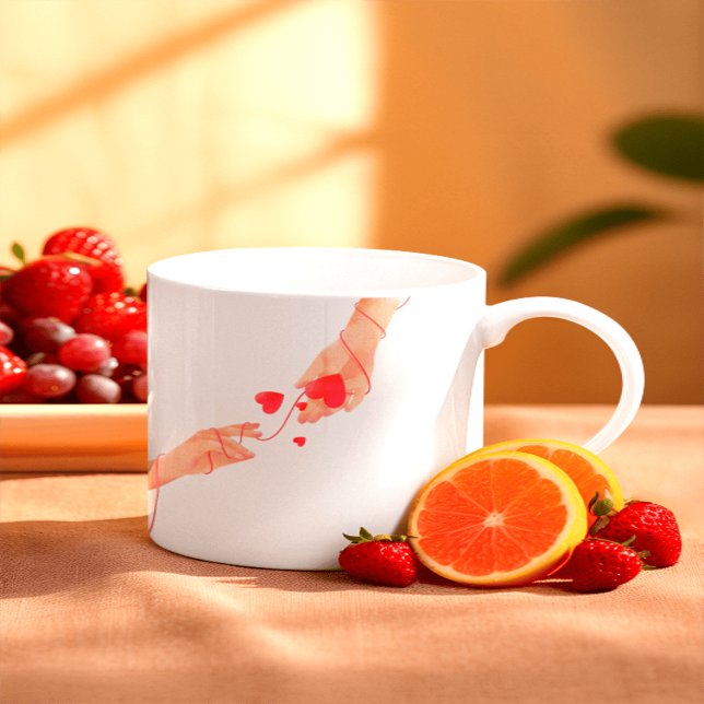 "Romantic Red String of Fate Hands & Hearts – Eter Large Coffee Mug (Creator Uploaded)